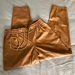 Beulah Style Faux Leather Jogger Pants